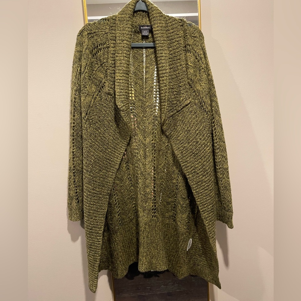 Le Chateau Olive Green Mohair Cardigan Sweater Size S-M - Picture 4 of 11
